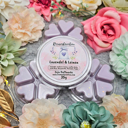 Herzschale 35 g | Lavendel & Leinen | Duftwachs