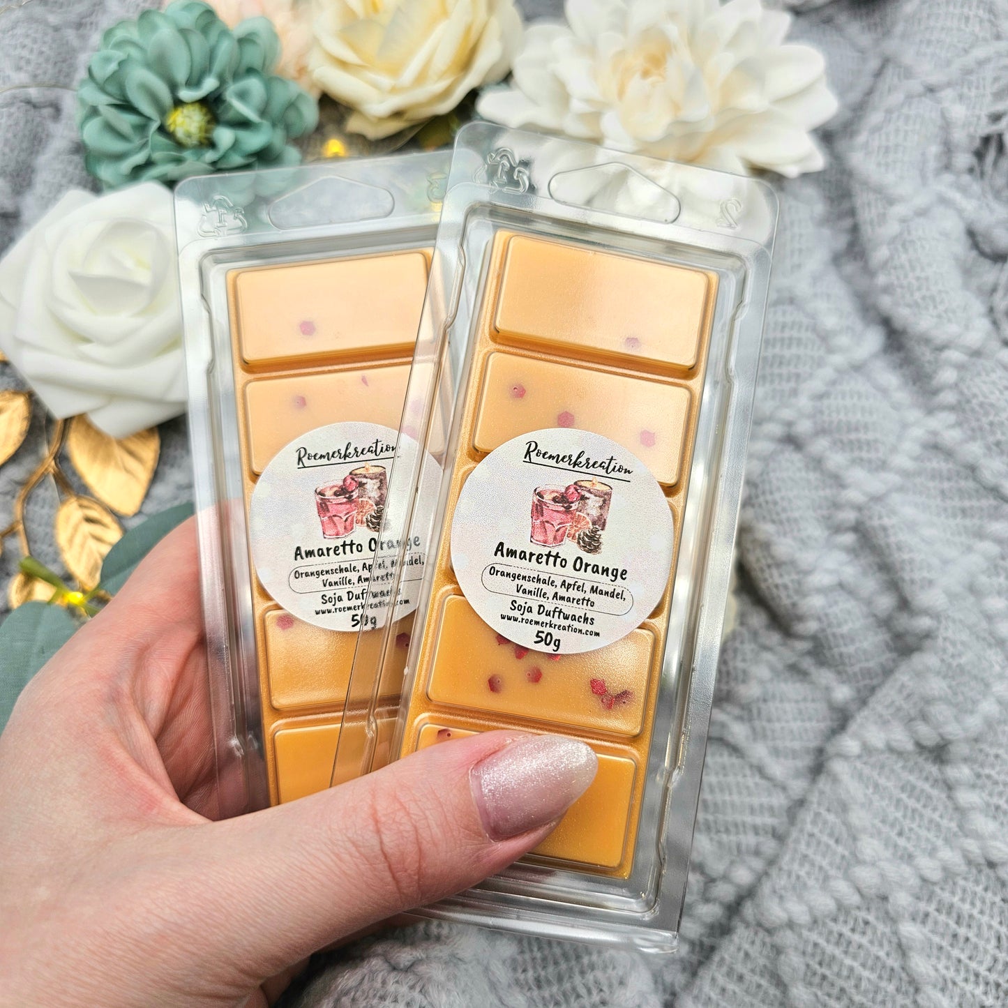 Tafel 50 g | Amaretto Orange | Duftwachs