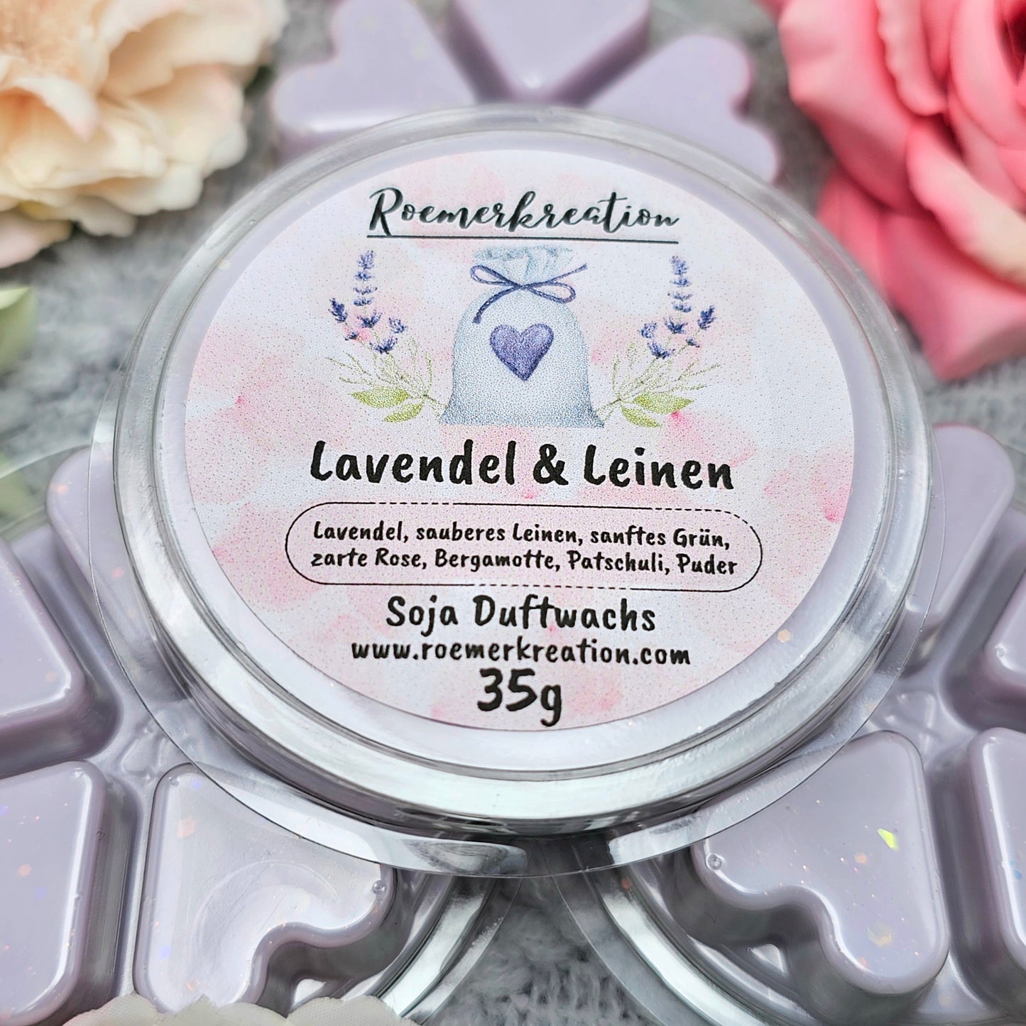 Herzschale 35 g | Lavendel & Leinen | Duftwachs