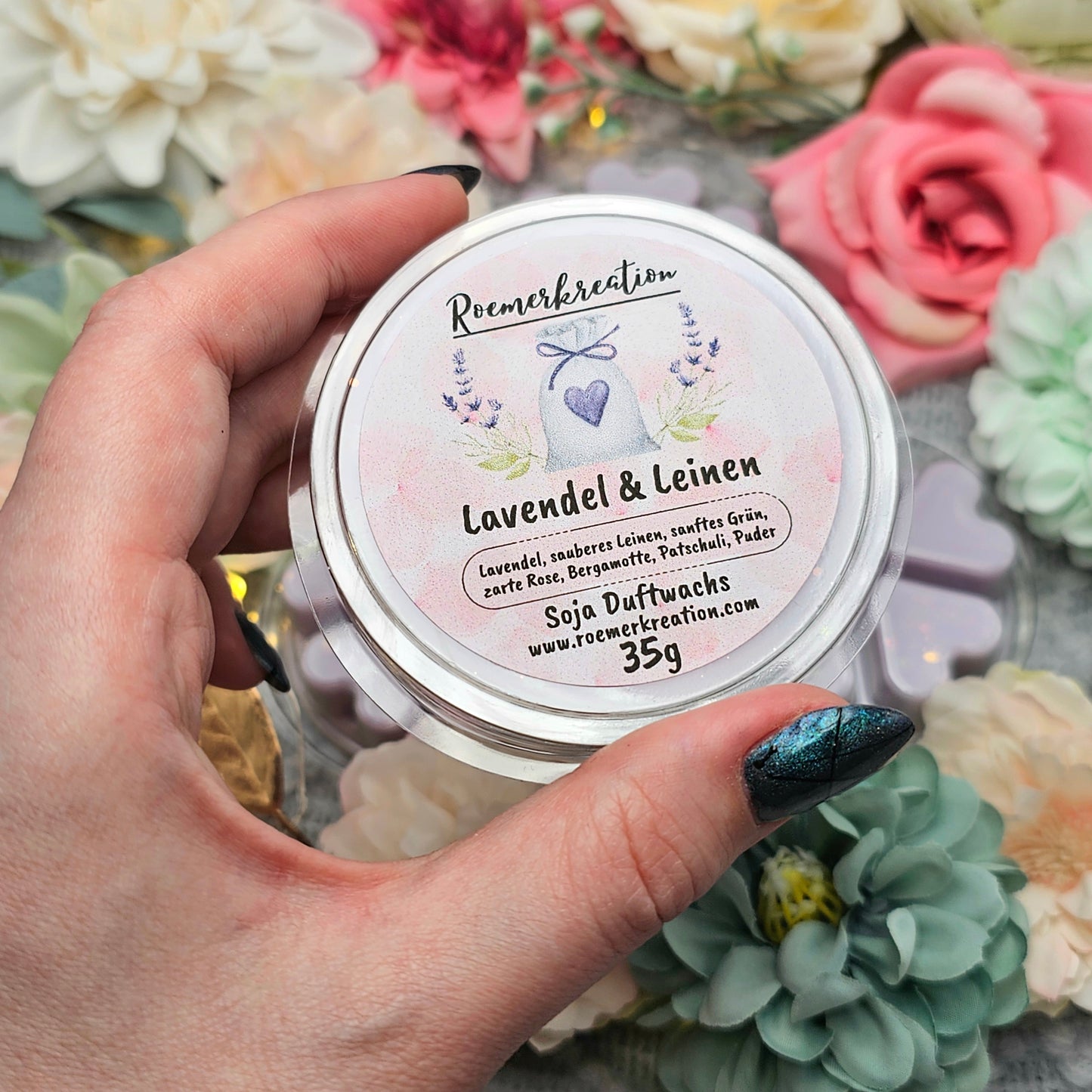 Herzschale 35 g | Lavendel & Leinen | Duftwachs