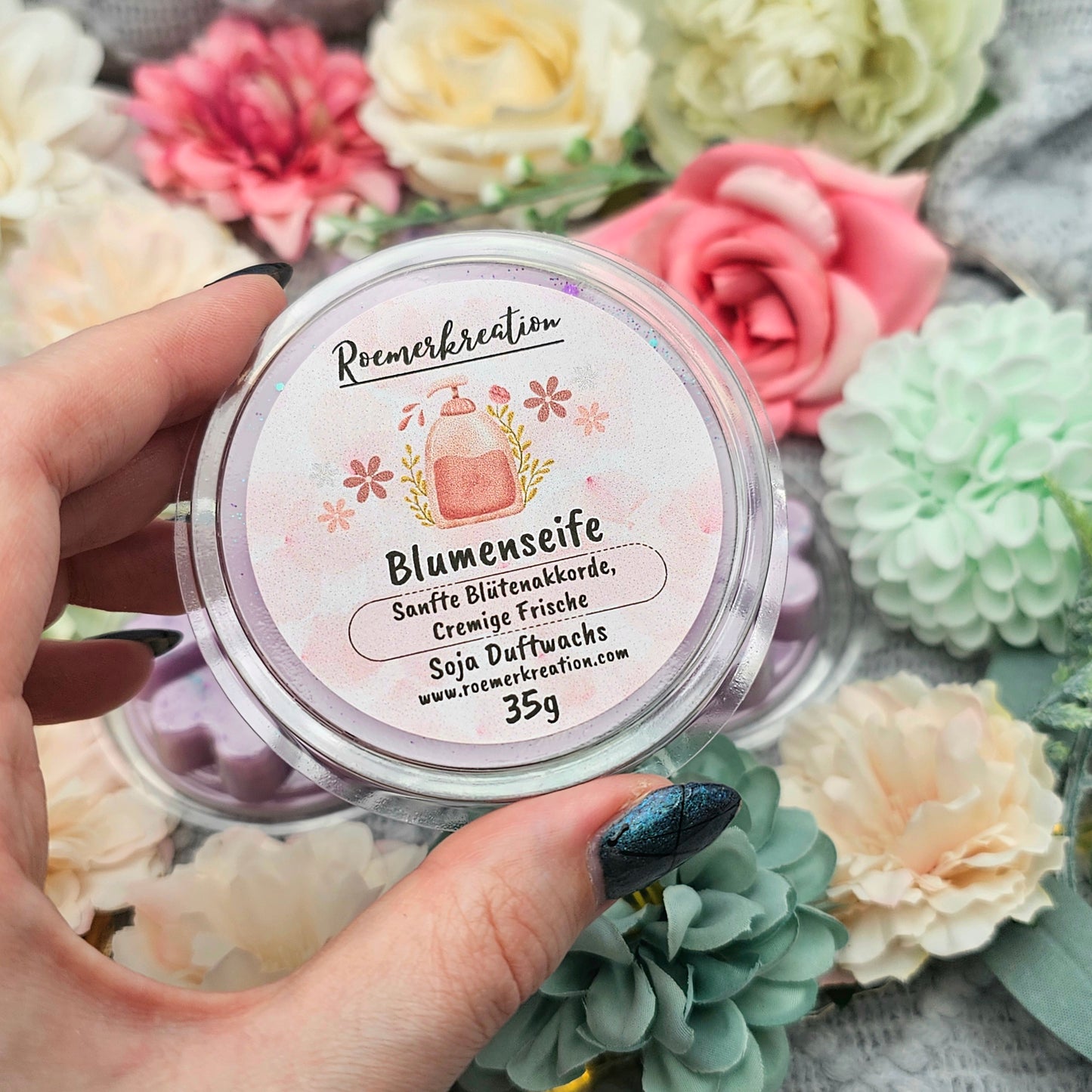 Herzschale 35 g | Blumenseife | Duftwachs