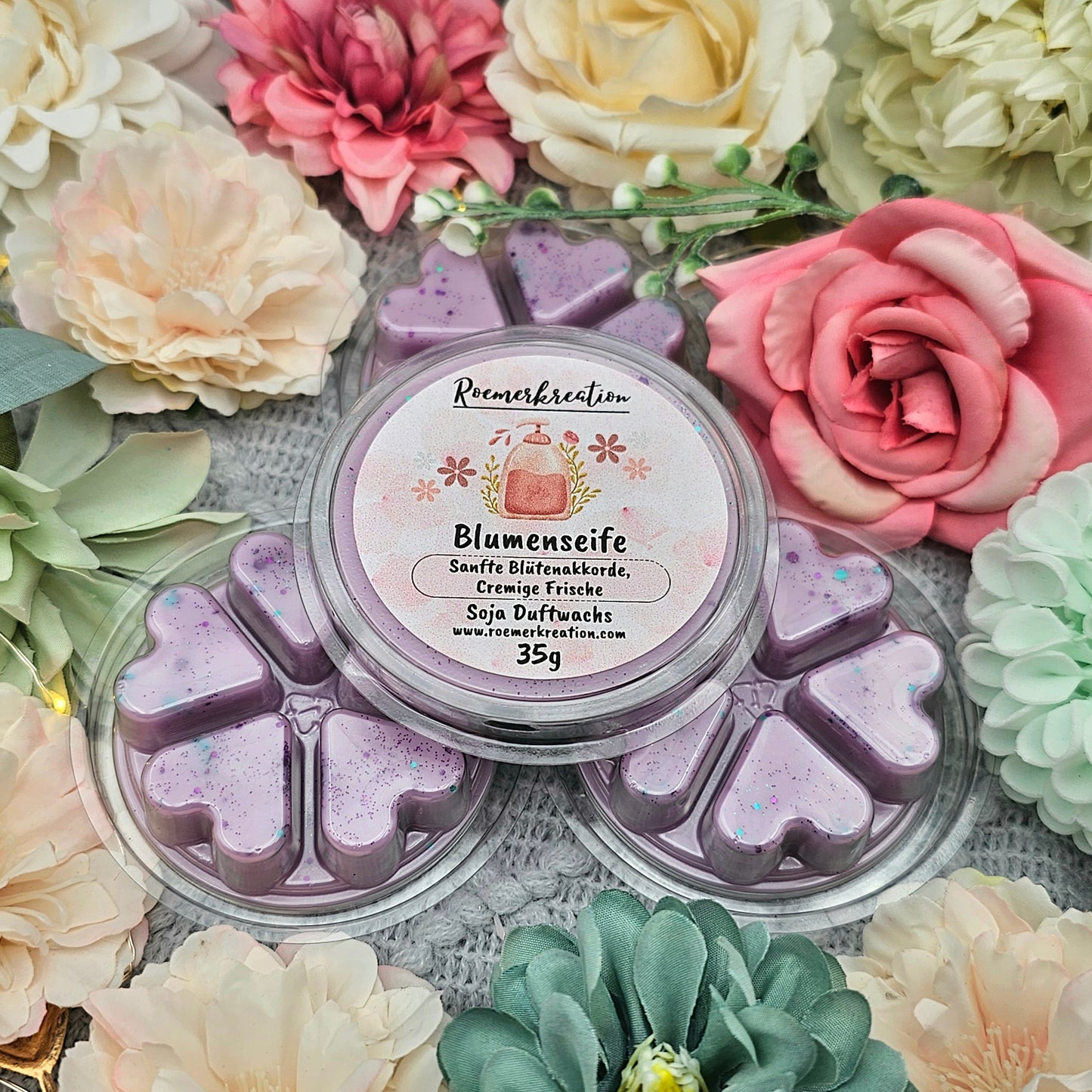Herzschale 35 g | Blumenseife | Duftwachs
