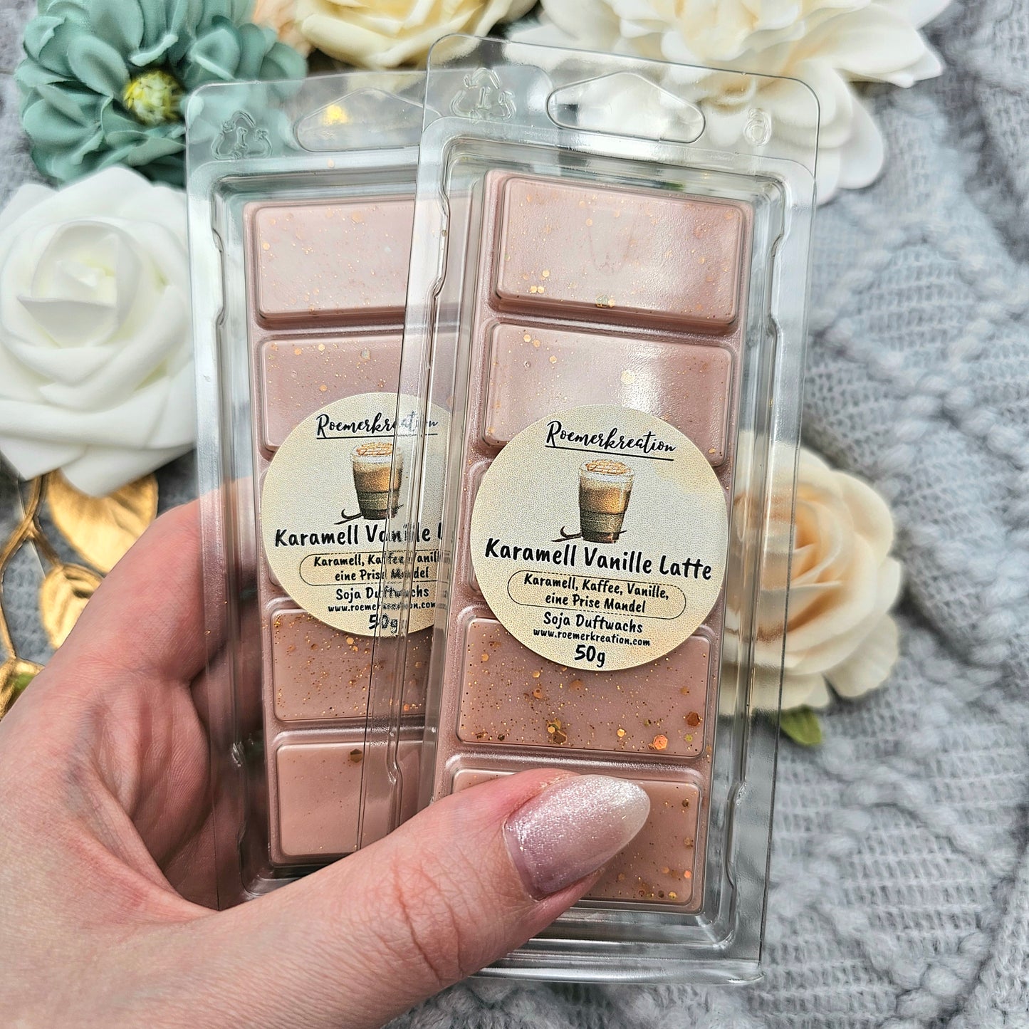 Tafel 50 g | Karamell Vanille Latte | Duftwachs