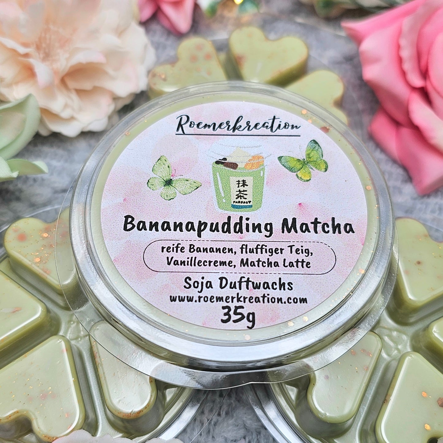 Herzschale 35 g | Bananapudding Matcha | Duftwachs