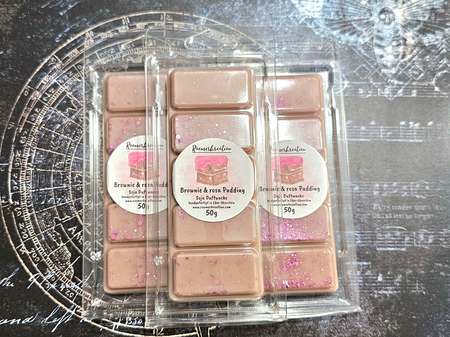 Tafel 50 g | Brownie & rosa Pudding | Duftwachs