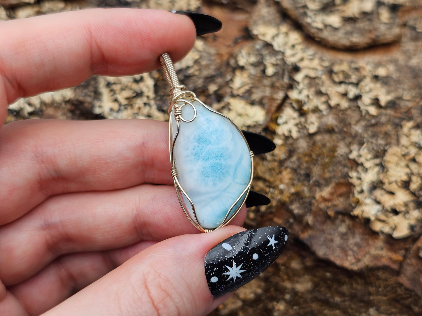 Larimar | 925er Silber | Edelstein Anhänger