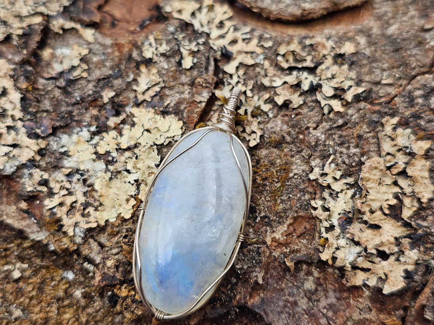 Regenbogenmondstein | 925er Silber | Edelstein Anhänger