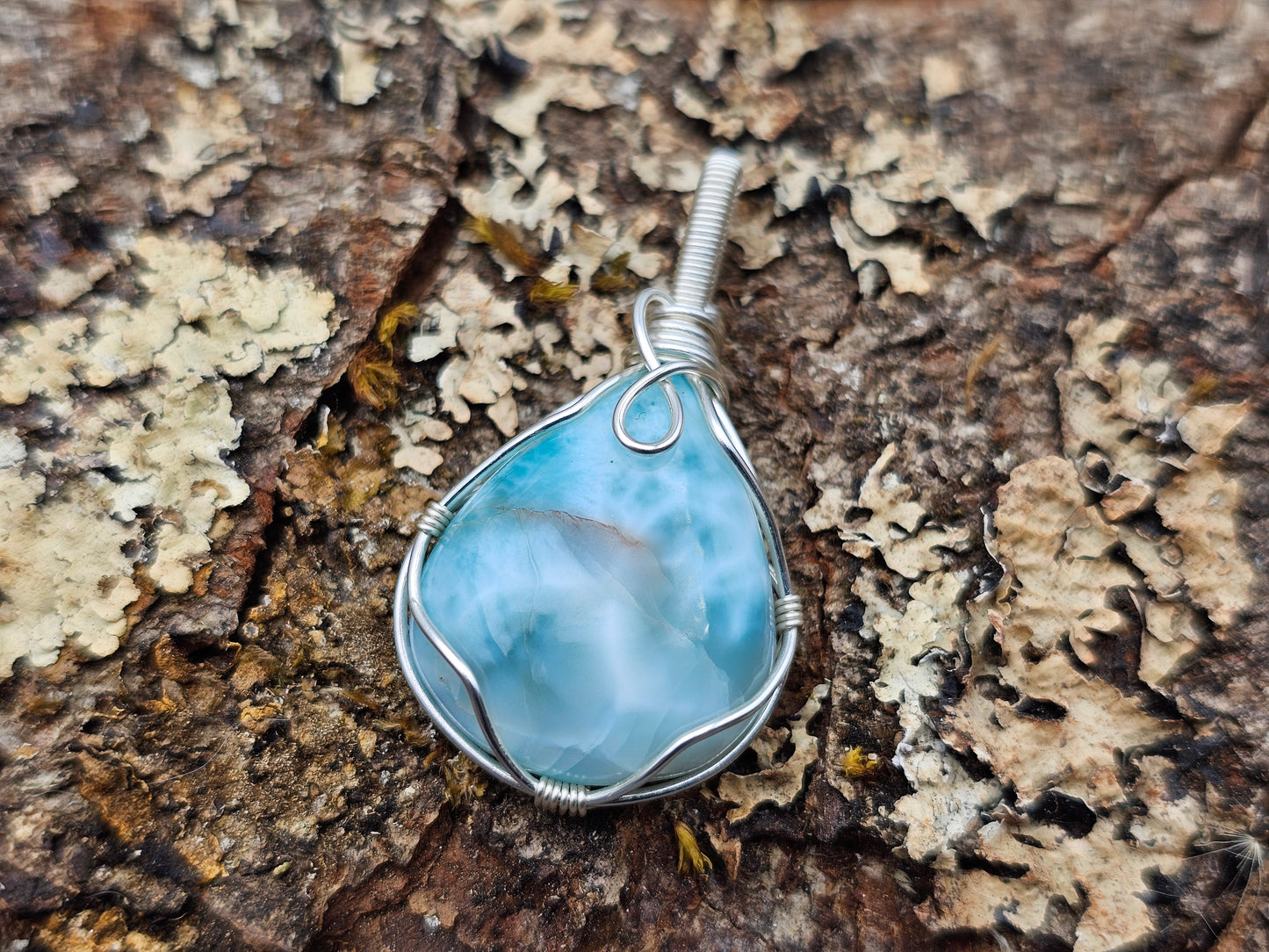 Larimar | Schmuckdraht | Edelstein Anhänger