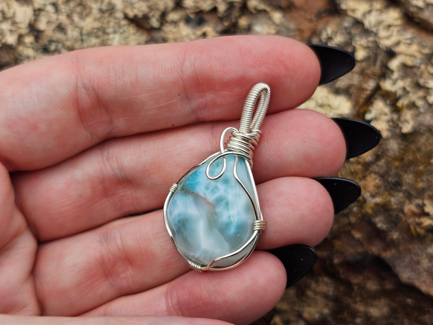 Larimar | Schmuckdraht | Edelstein Anhänger