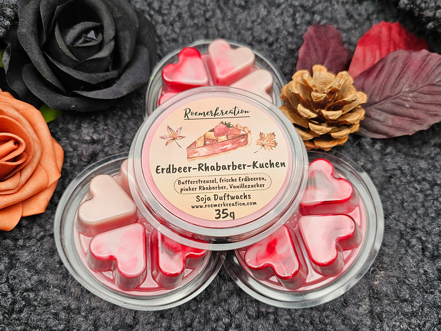 Herzschale 35 g | Erdbeer-Rhabarber-Kuchen | Duftwachs