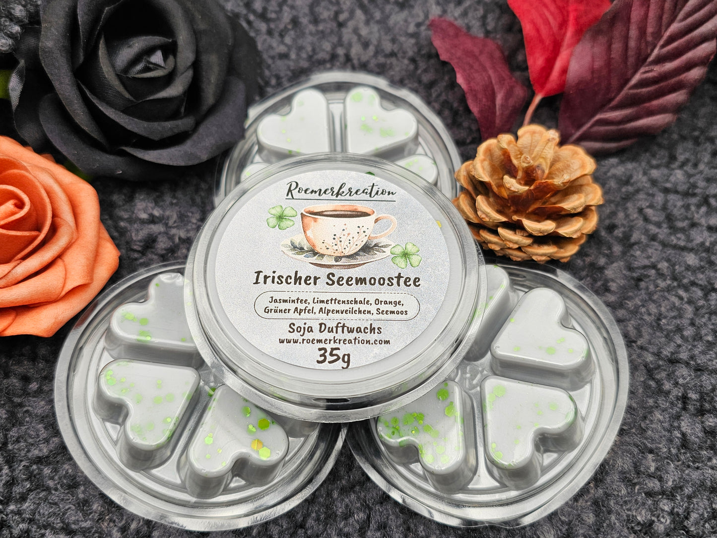 Herzschale 35 g | Irischer Seemoostee | Duftwachs