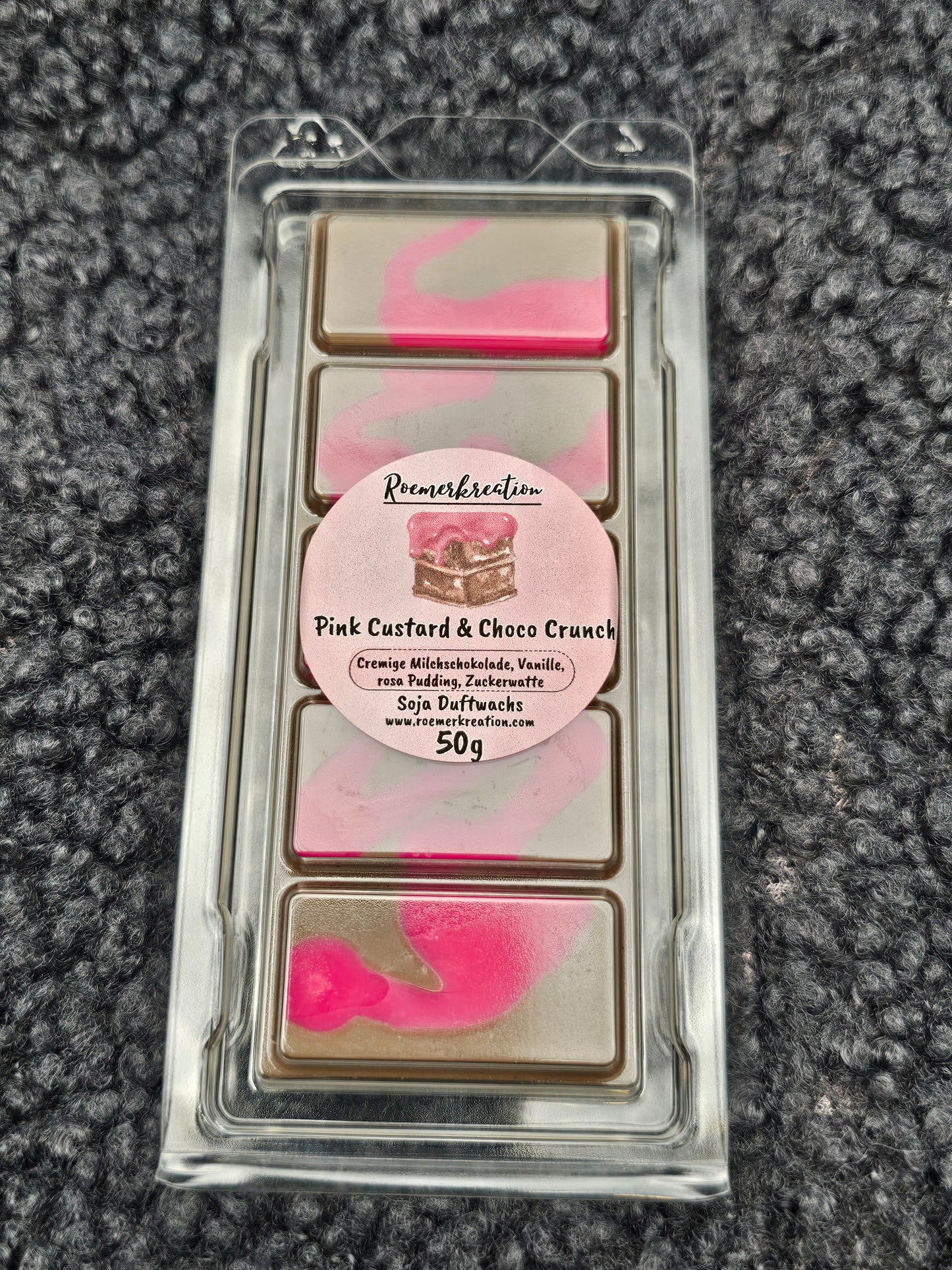 Tafel 50 g | Pink Custard & Choco Crunch | Duftwachs