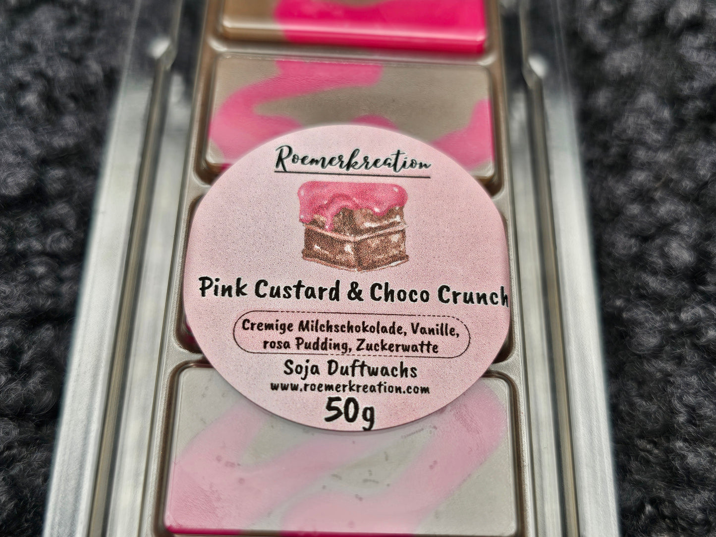 Tafel 50 g | Pink Custard & Choco Crunch | Duftwachs