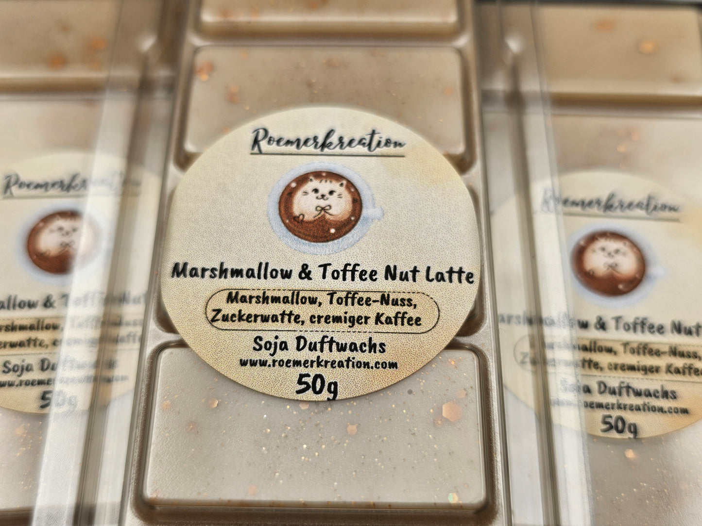 Tafel 50 g | Marshmallow & Toffee Nut Latte | Duftwachs