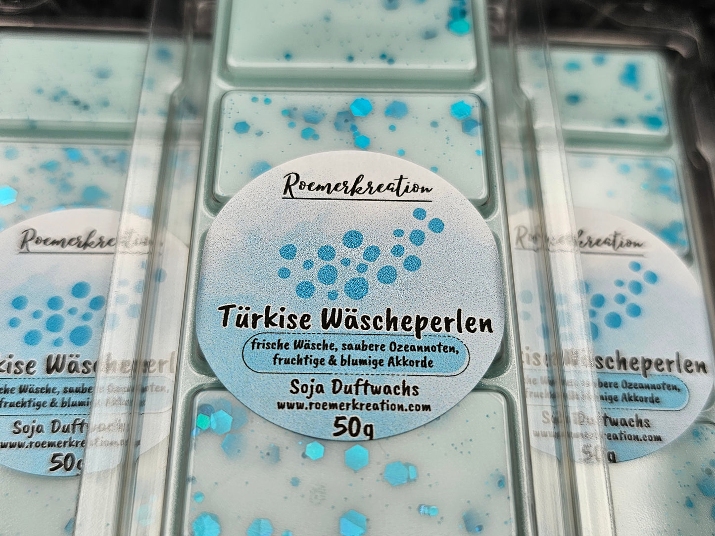 Tafel 50 g | Türkise Wäscheperlen | Duftwachs