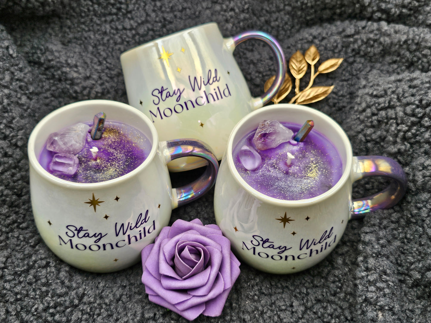 Moonchild Crystal Kerze | Sternenglanz Duft | 400g Tasse | Handmade