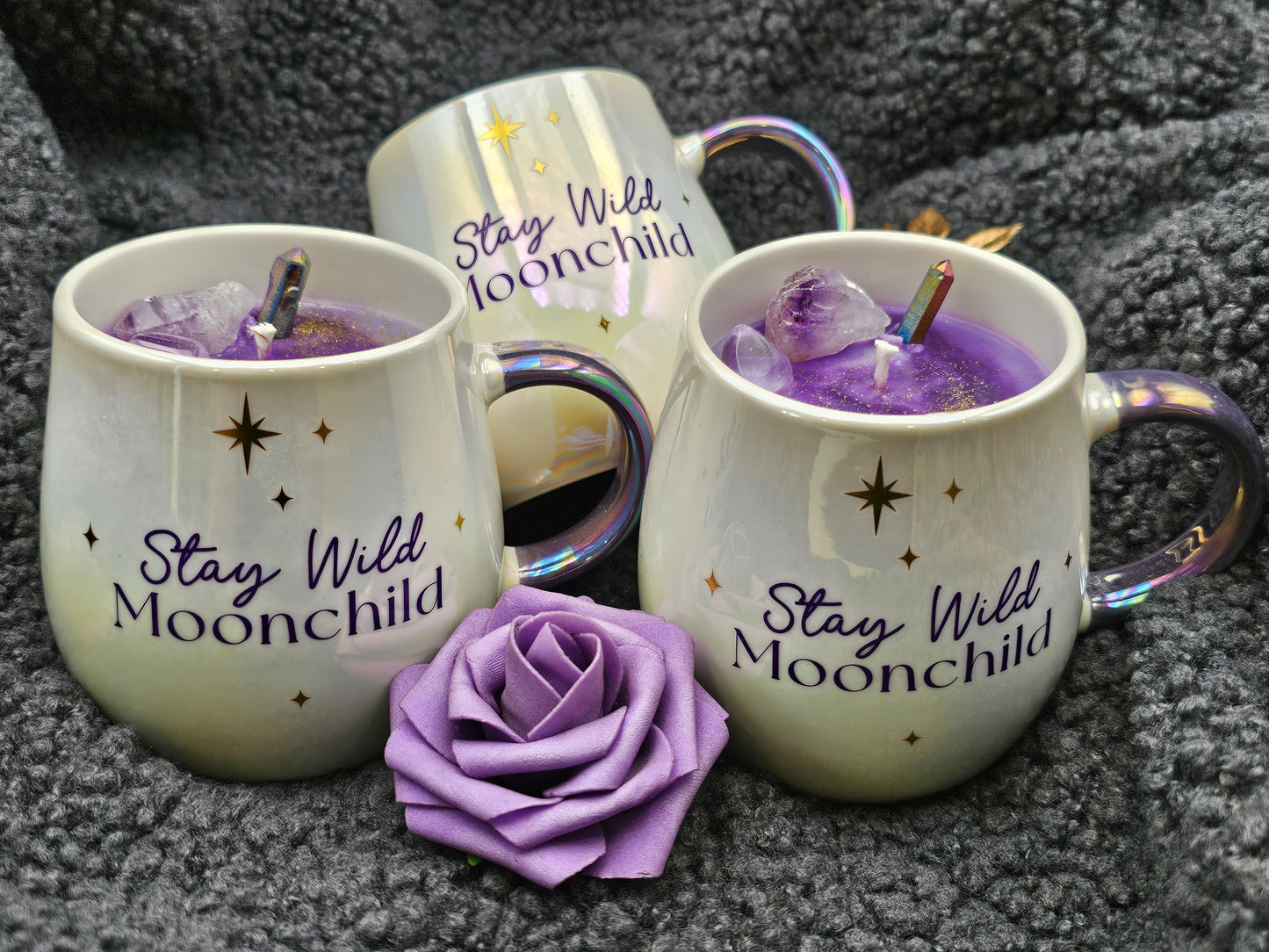 Moonchild Crystal Kerze | Sternenglanz Duft | 400g Tasse | Handmade