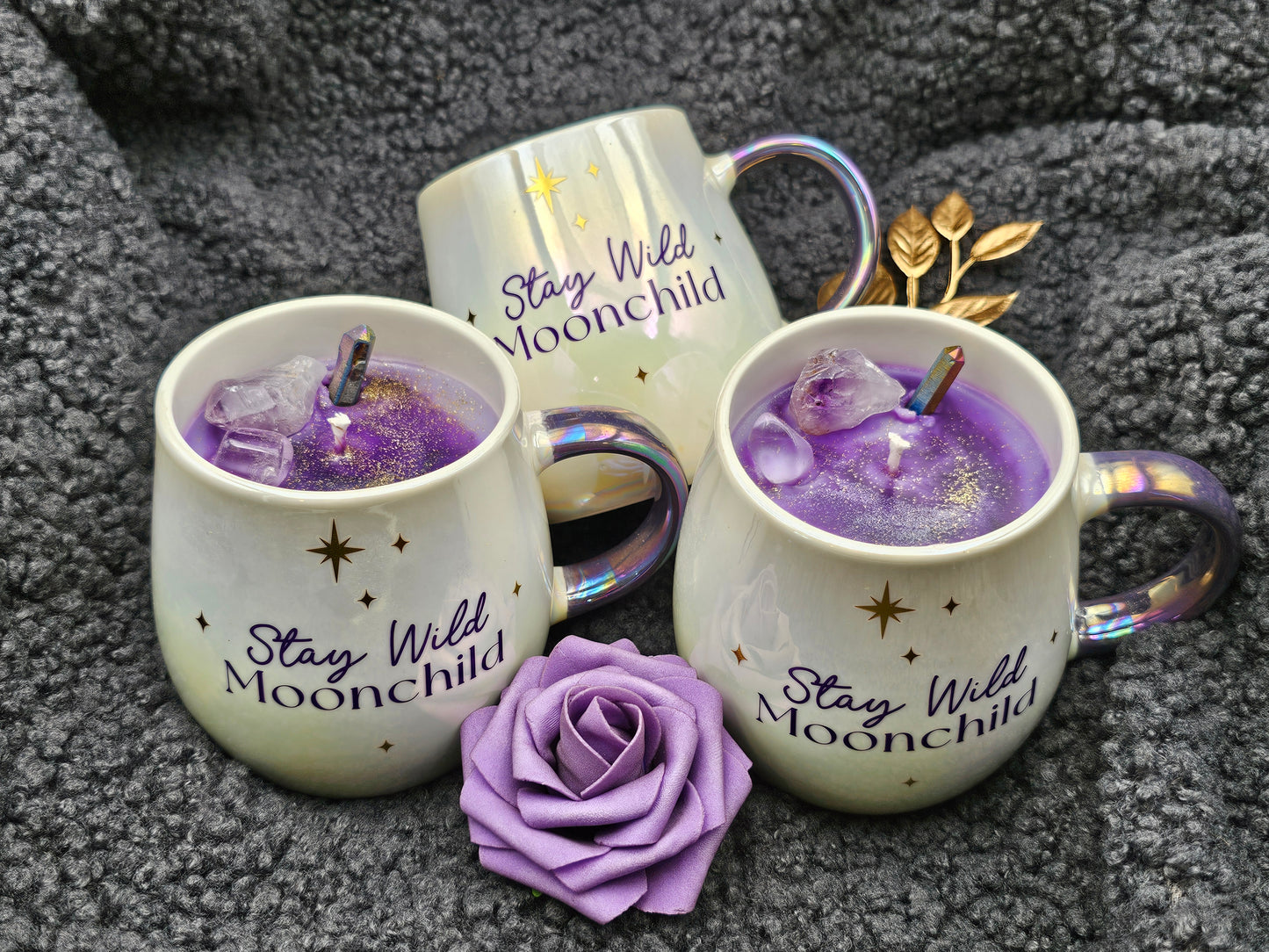 Moonchild Crystal Kerze | Sternenglanz Duft | 400g Tasse | Handmade