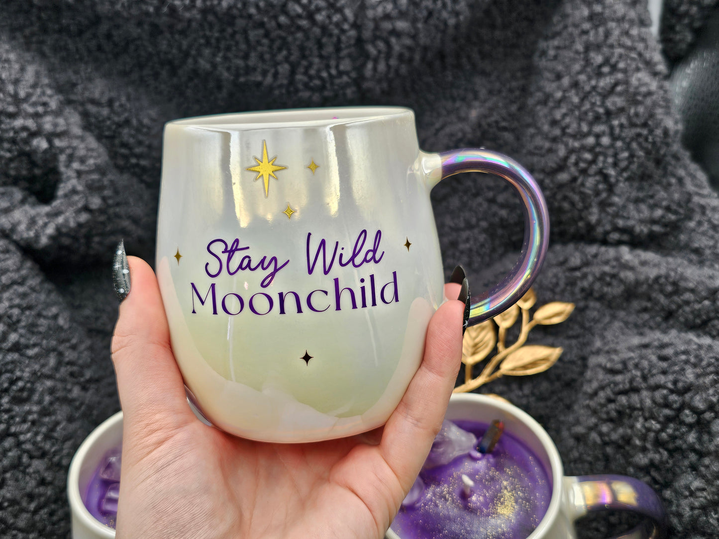 Moonchild Crystal Kerze | Sternenglanz Duft | 400g Tasse | Handmade