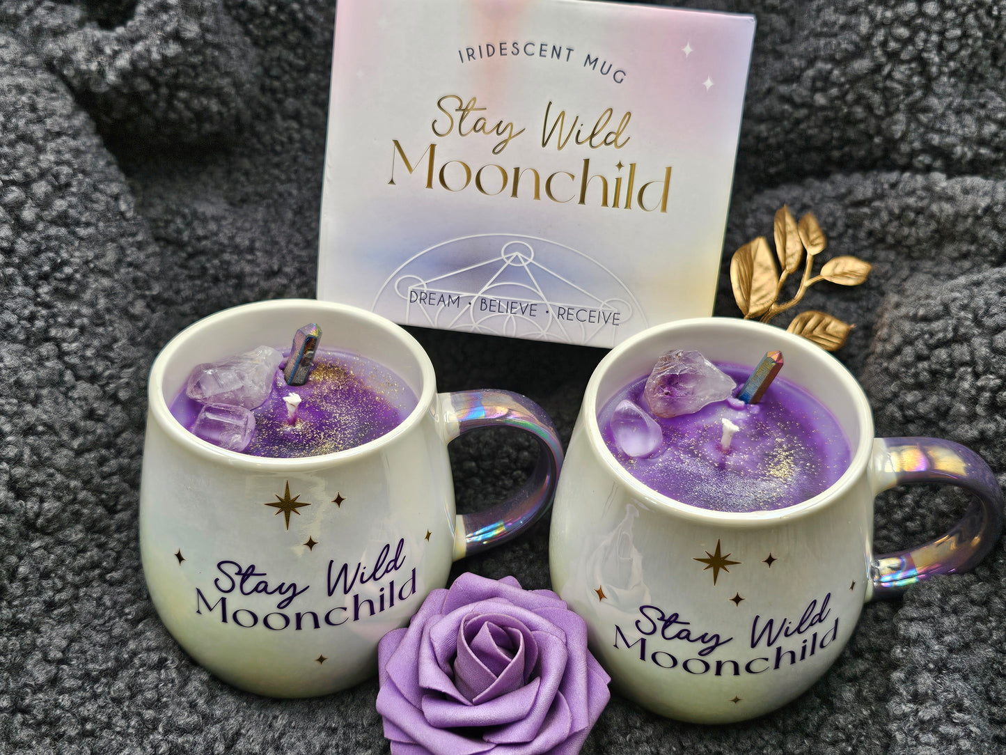 Moonchild Crystal Kerze | Sternenglanz Duft | 400g Tasse | Handmade