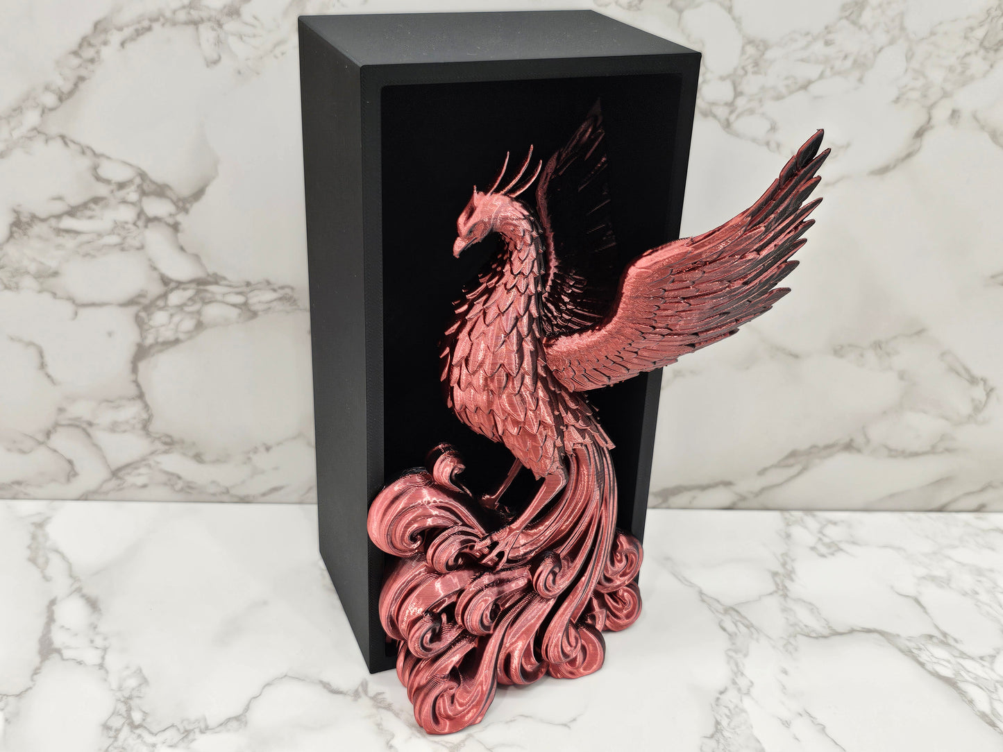 Book Nook Phoenix Rot/Schwarz glänzend | 3D Druck | Buchstütze | Dekoration Bücherregal