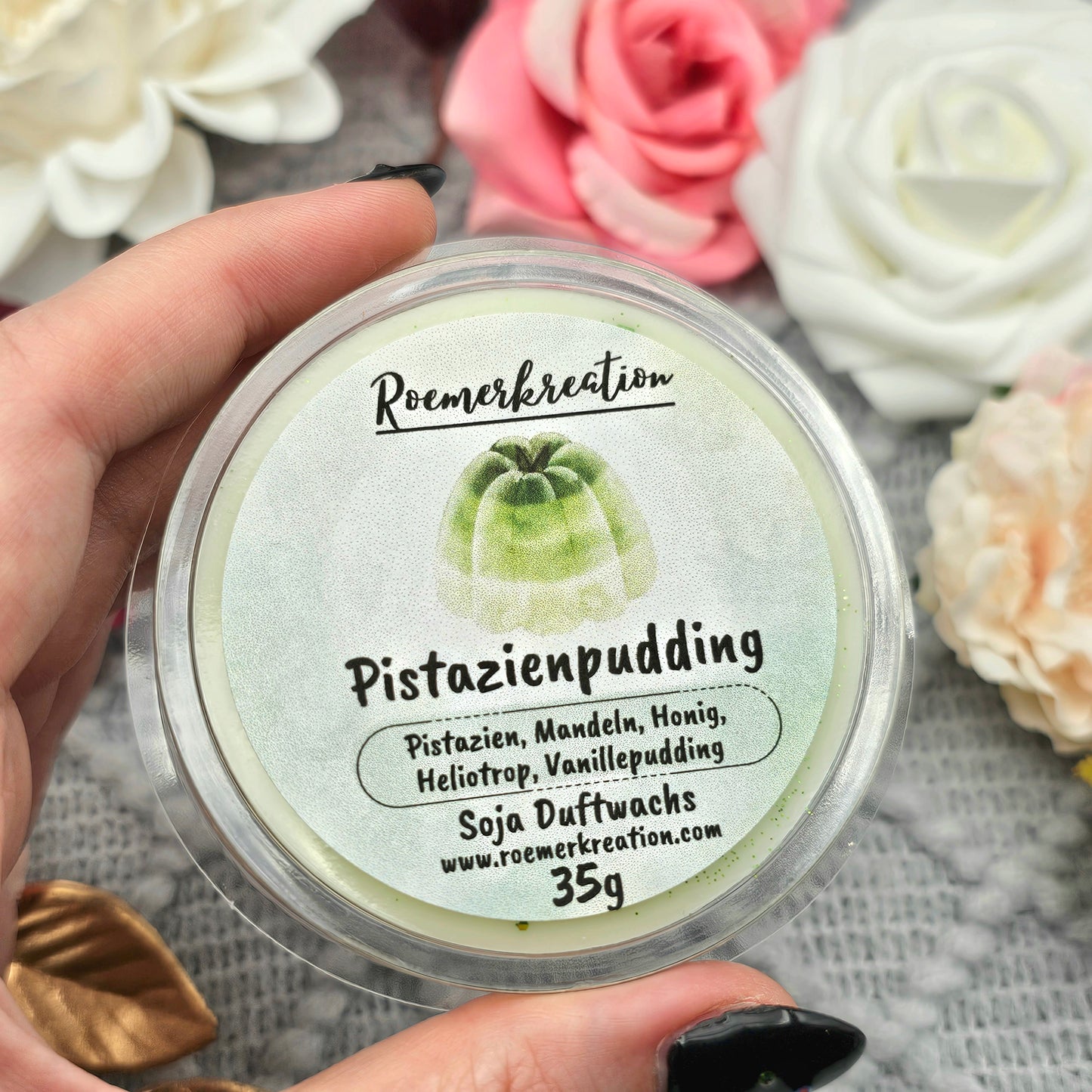 Herzschale 35 g | Pistazienpudding | Duftwachs