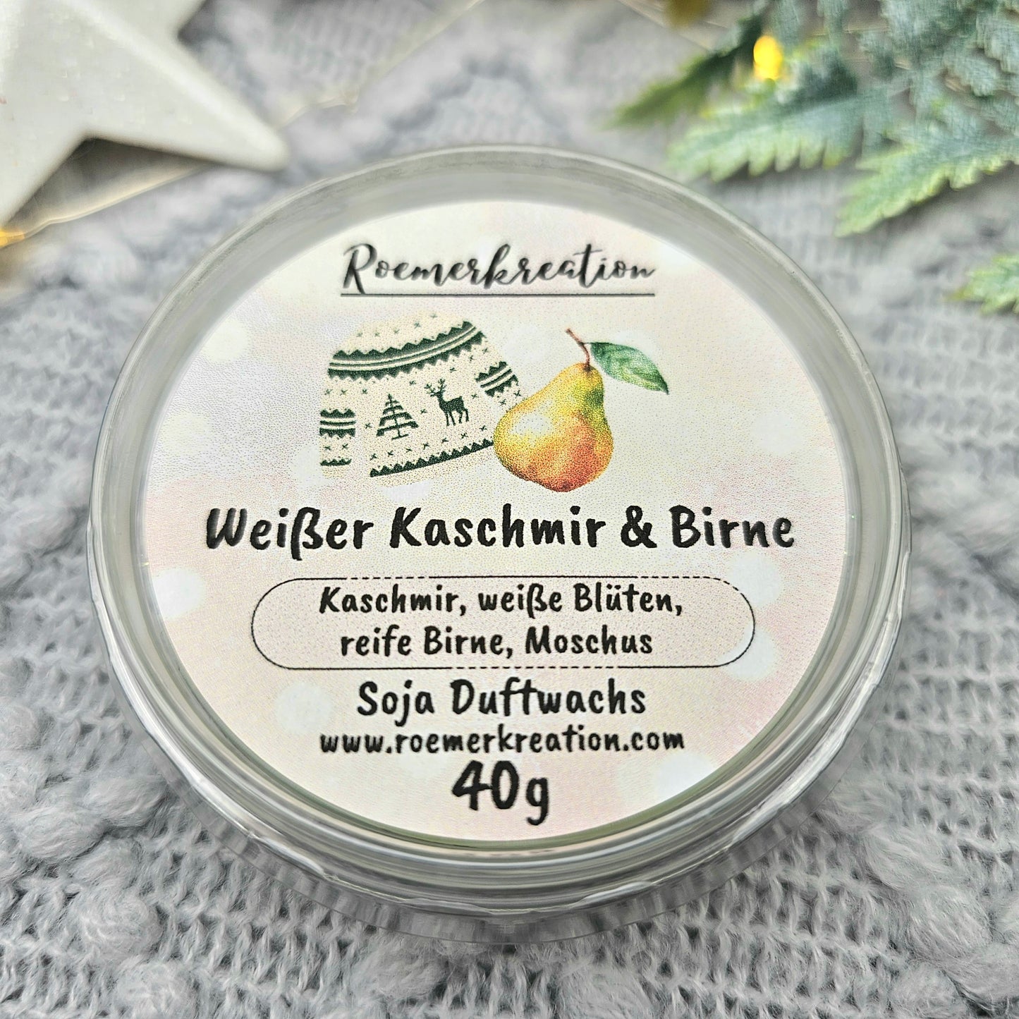 Schale 40 g  | Weißer Kaschmir & Birne | Duftwachs