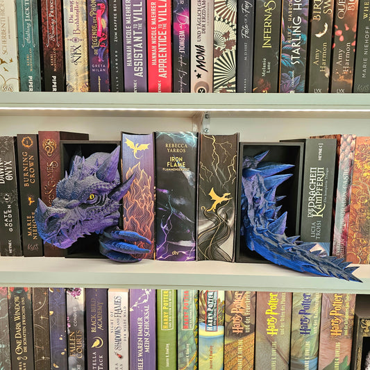 Book Nook Drache Multicolor Blau/Lila/Schwarz Set/Einzeln | 3D Druck | Buchstütze | Dekoration Bücherregal
