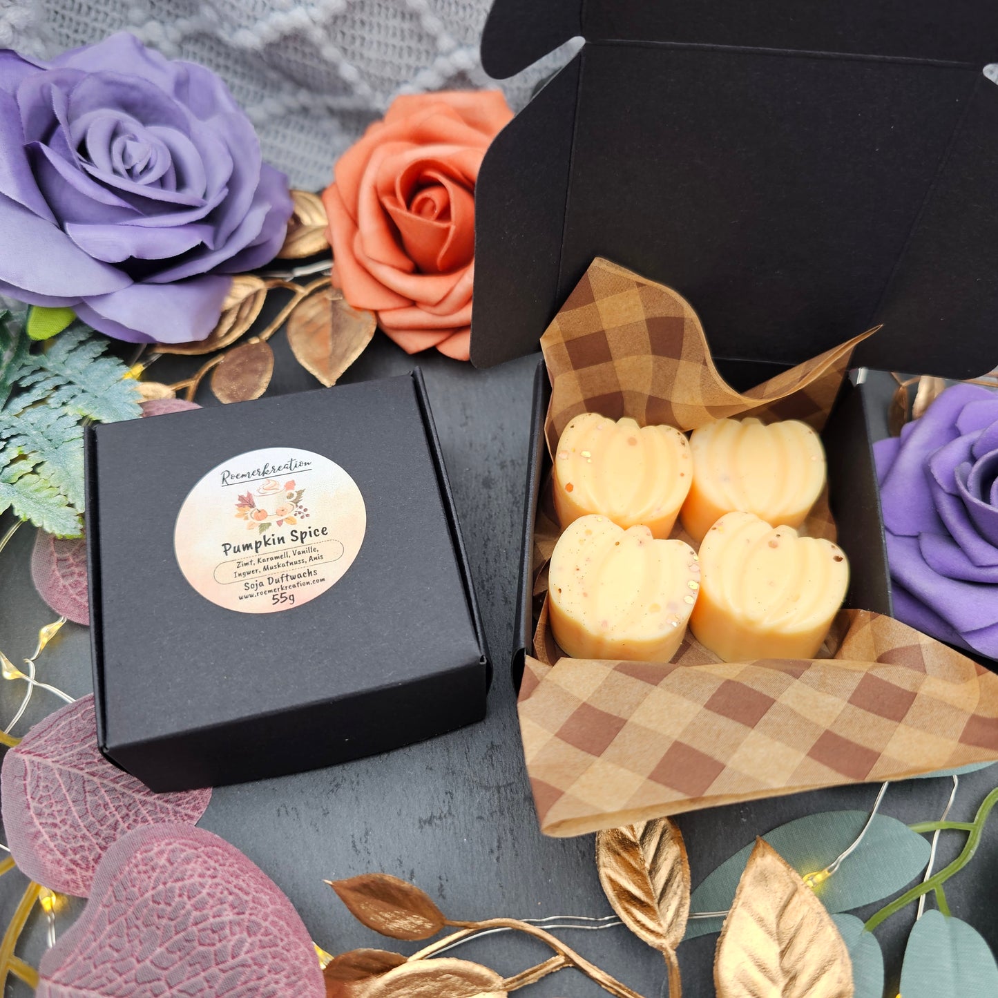 Geschenkbox Kürbisse 55 g | Pumpkin Spice | Duftwachs