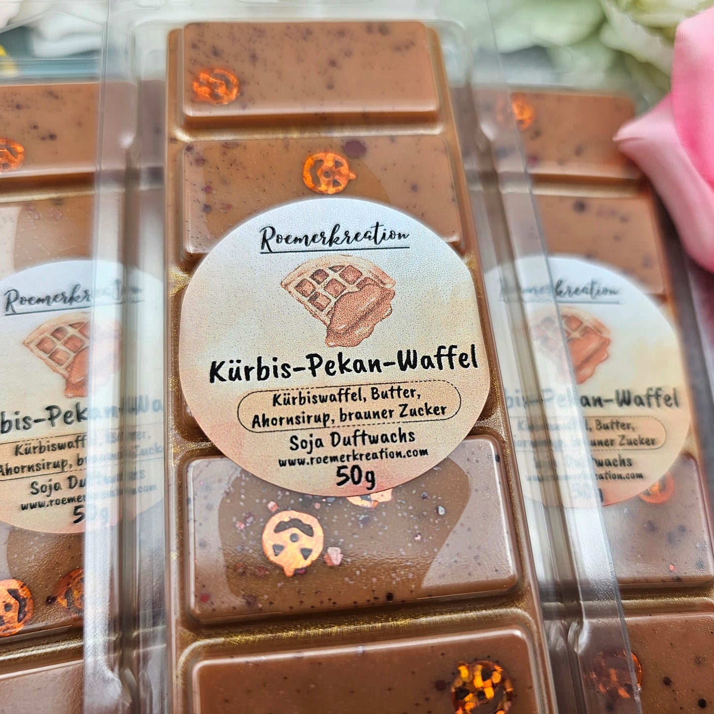 Tafel 50 g | Kürbis-Pekan-Waffel | Duftwachs