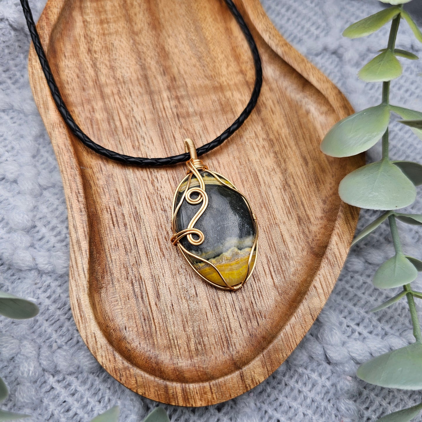 Jaspis Anhänger | Schmuckdraht | Edelstein Halskette