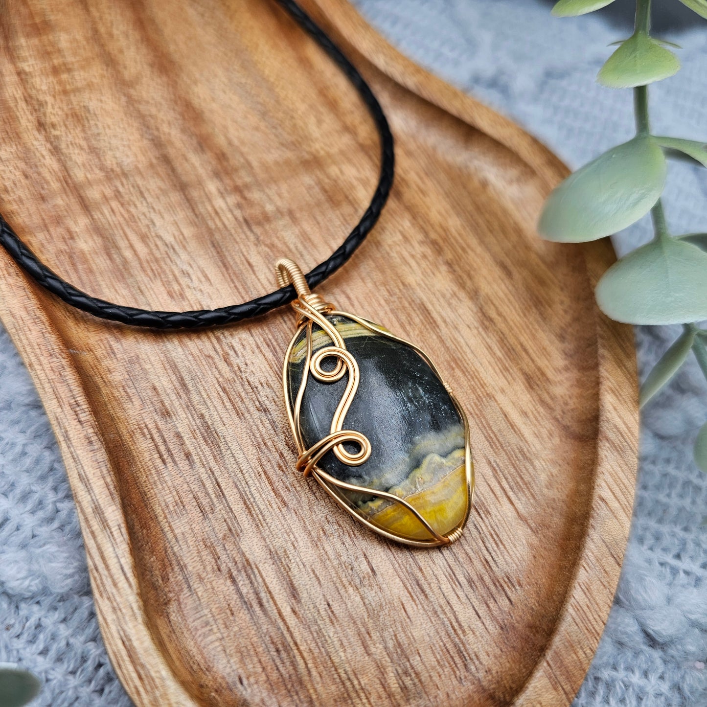 Jaspis Anhänger | Schmuckdraht | Edelstein Halskette