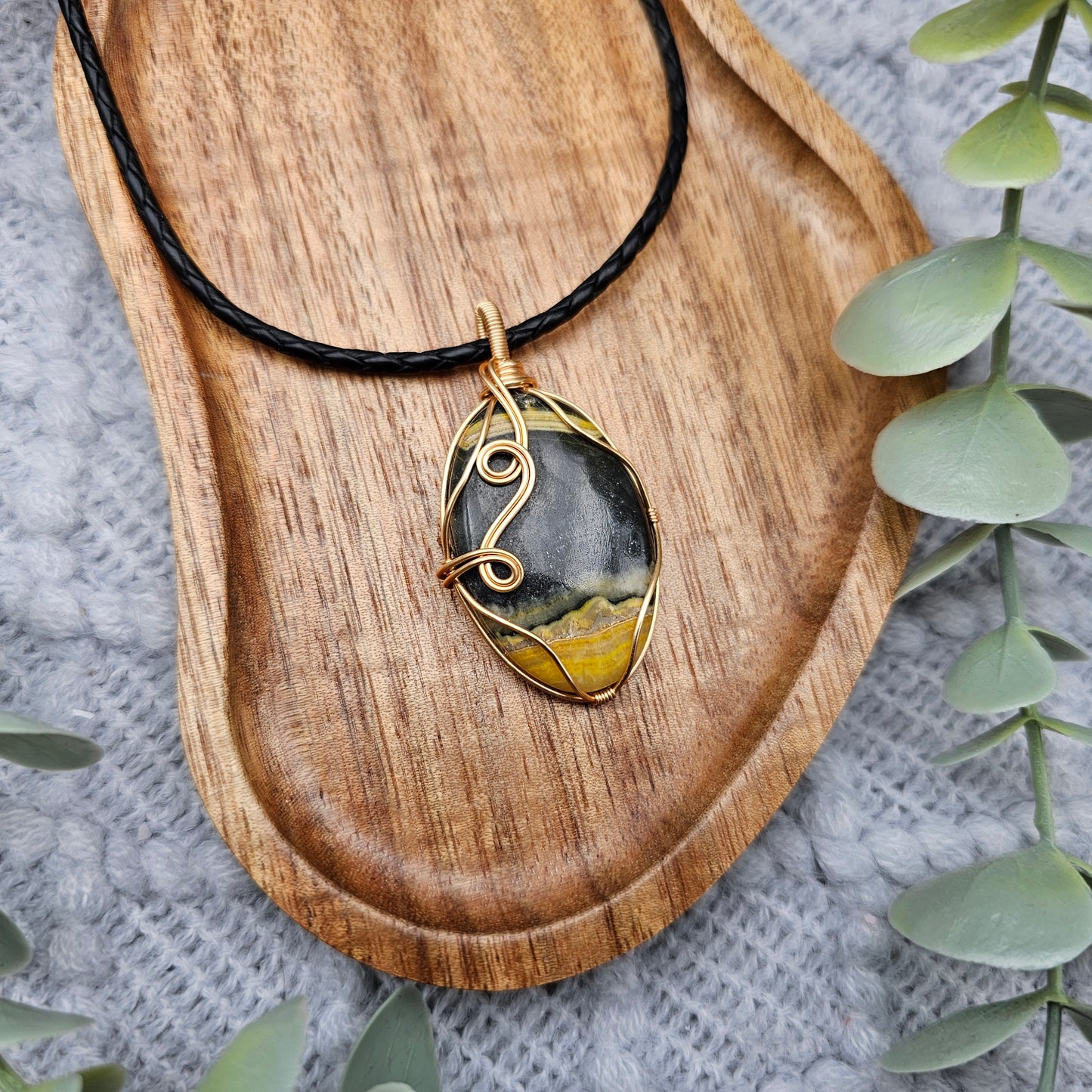 Jaspis Anhänger | Schmuckdraht | Edelstein Halskette