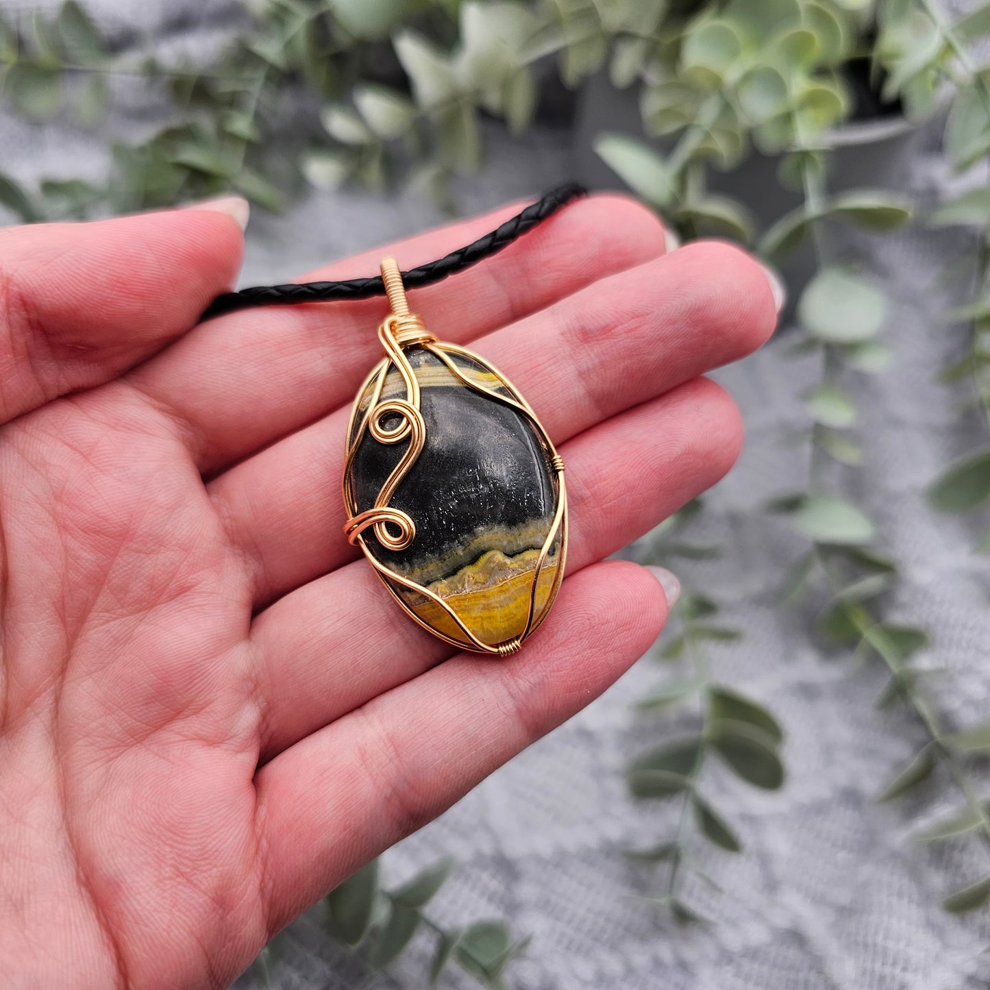 Jaspis Anhänger | Schmuckdraht | Edelstein Halskette