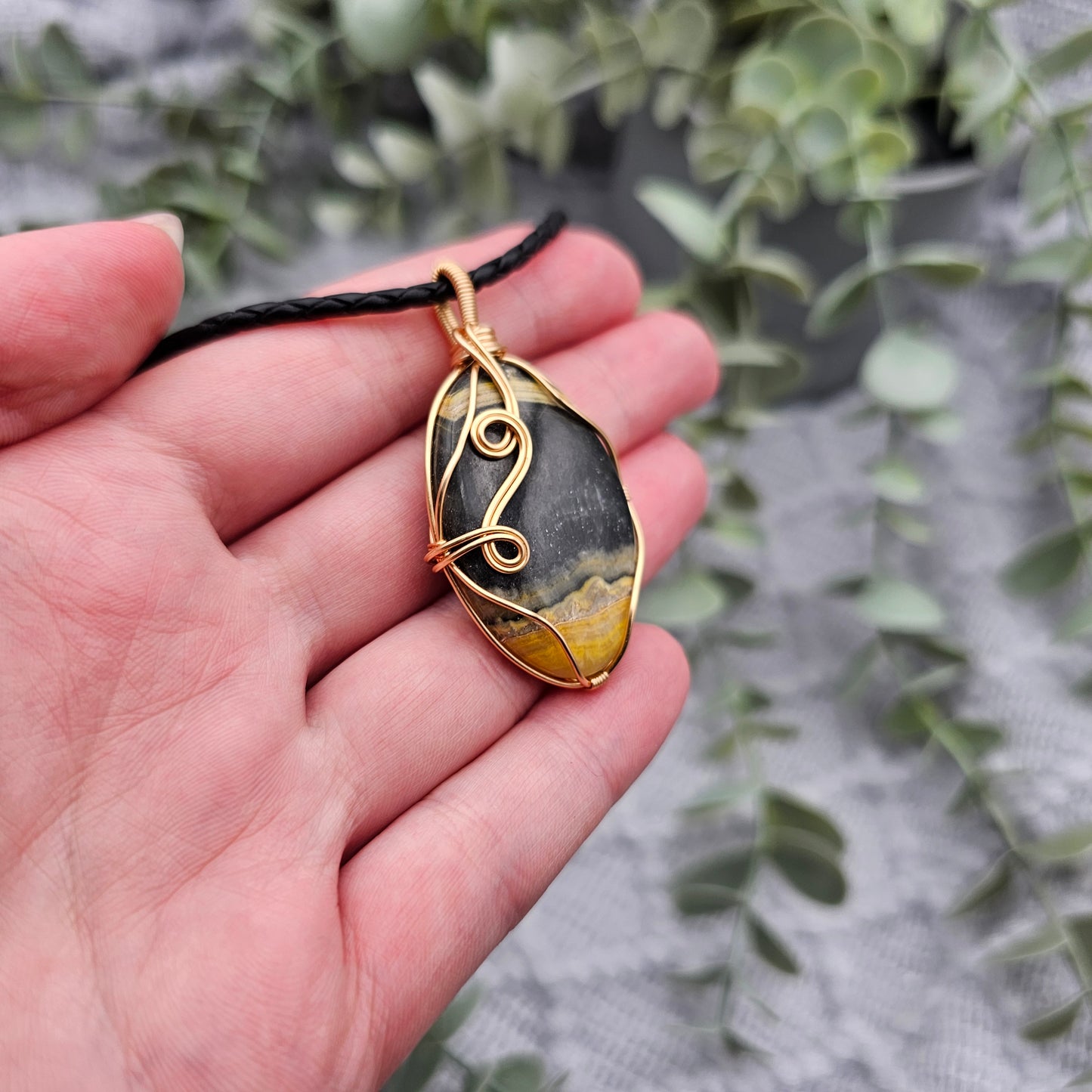 Jaspis Anhänger | Schmuckdraht | Edelstein Halskette