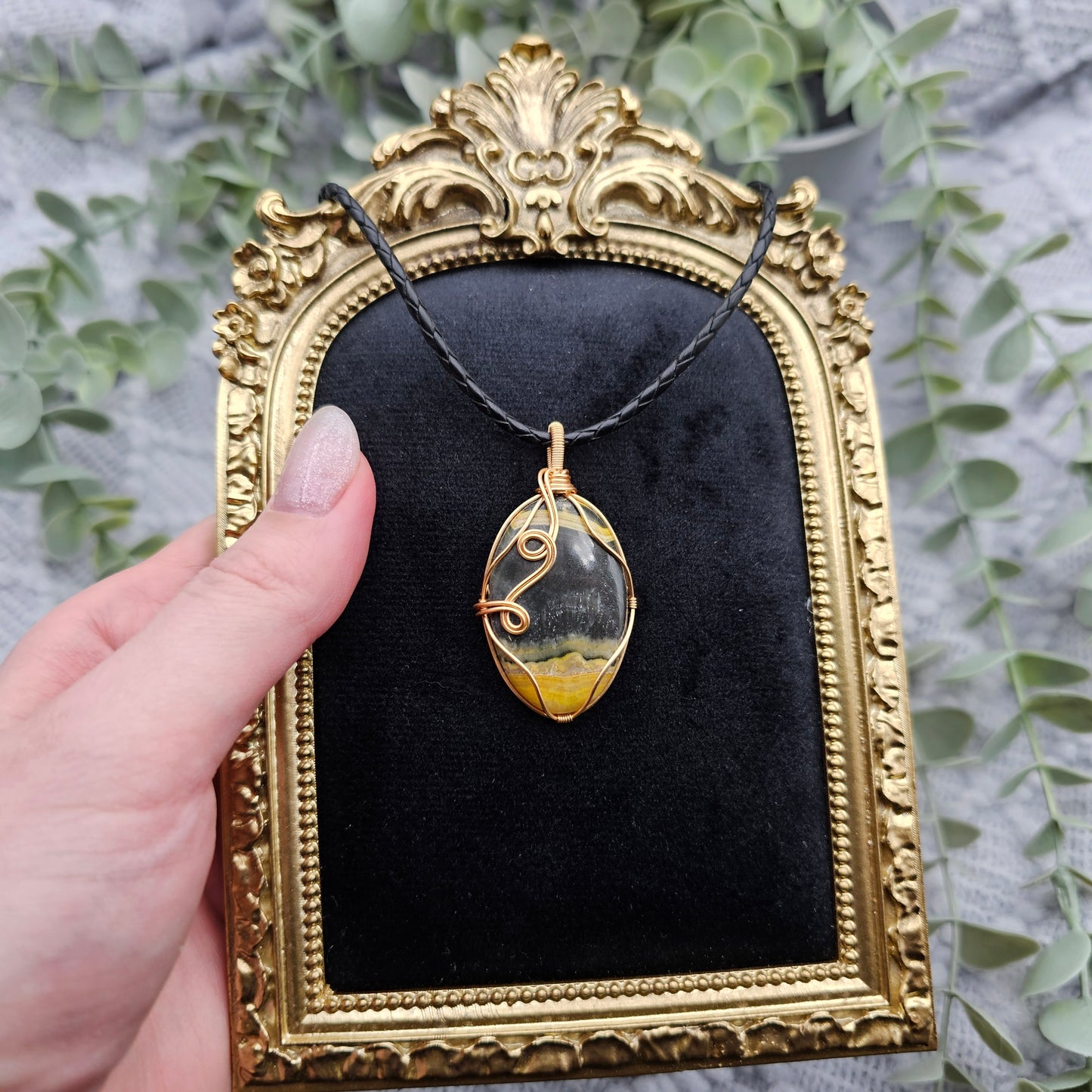 Jaspis Anhänger | Schmuckdraht | Edelstein Halskette