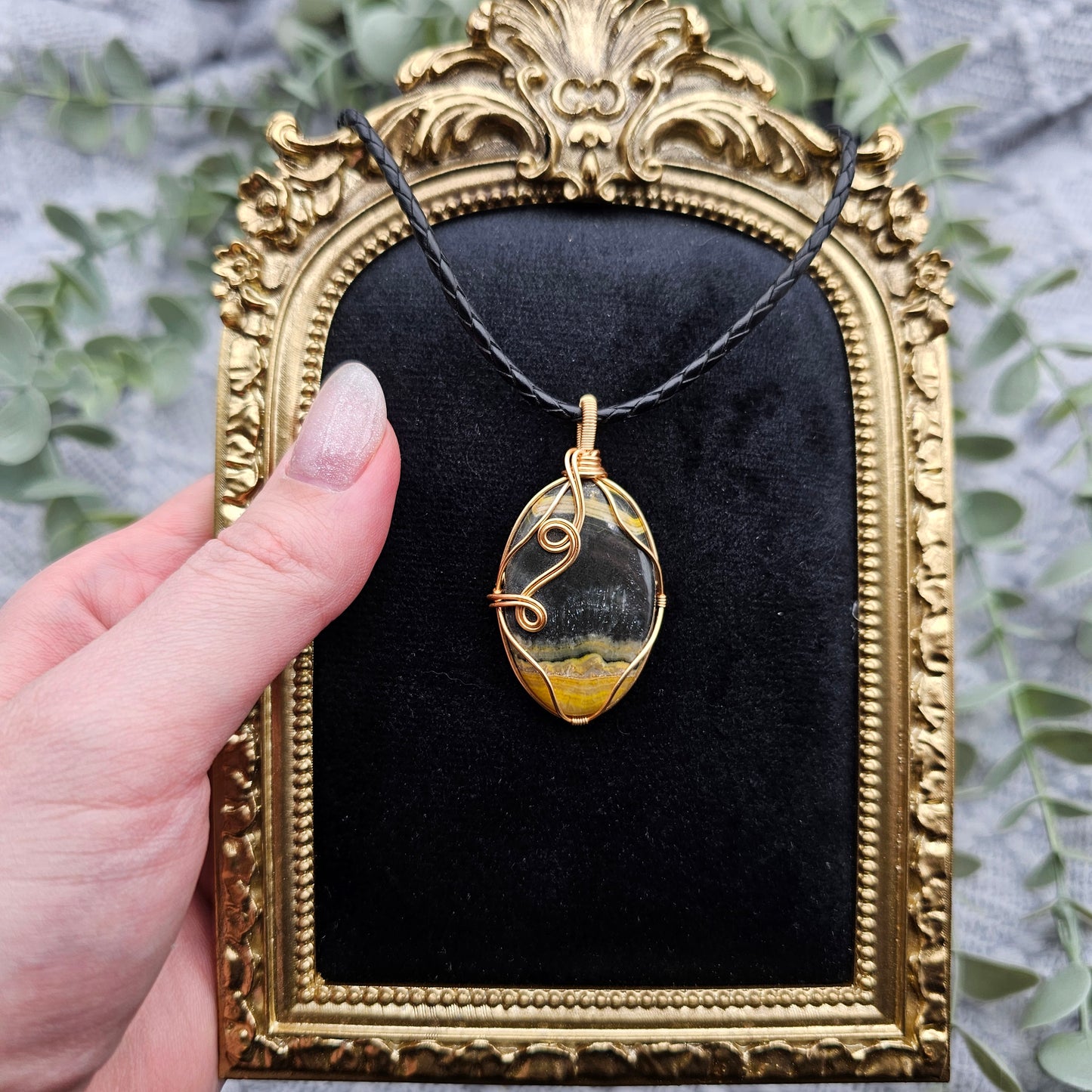 Jaspis Anhänger | Schmuckdraht | Edelstein Halskette