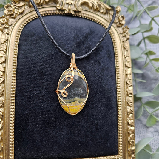 Jaspis Anhänger | Schmuckdraht | Edelstein Halskette