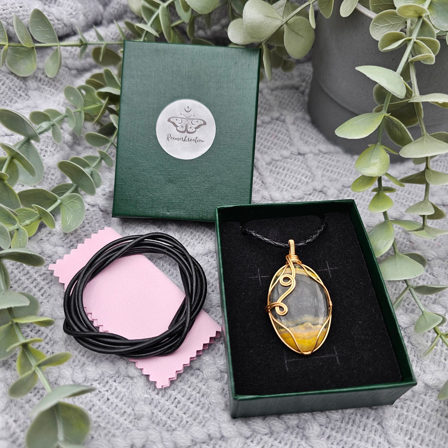 Jaspis Anhänger | Schmuckdraht | Edelstein Halskette