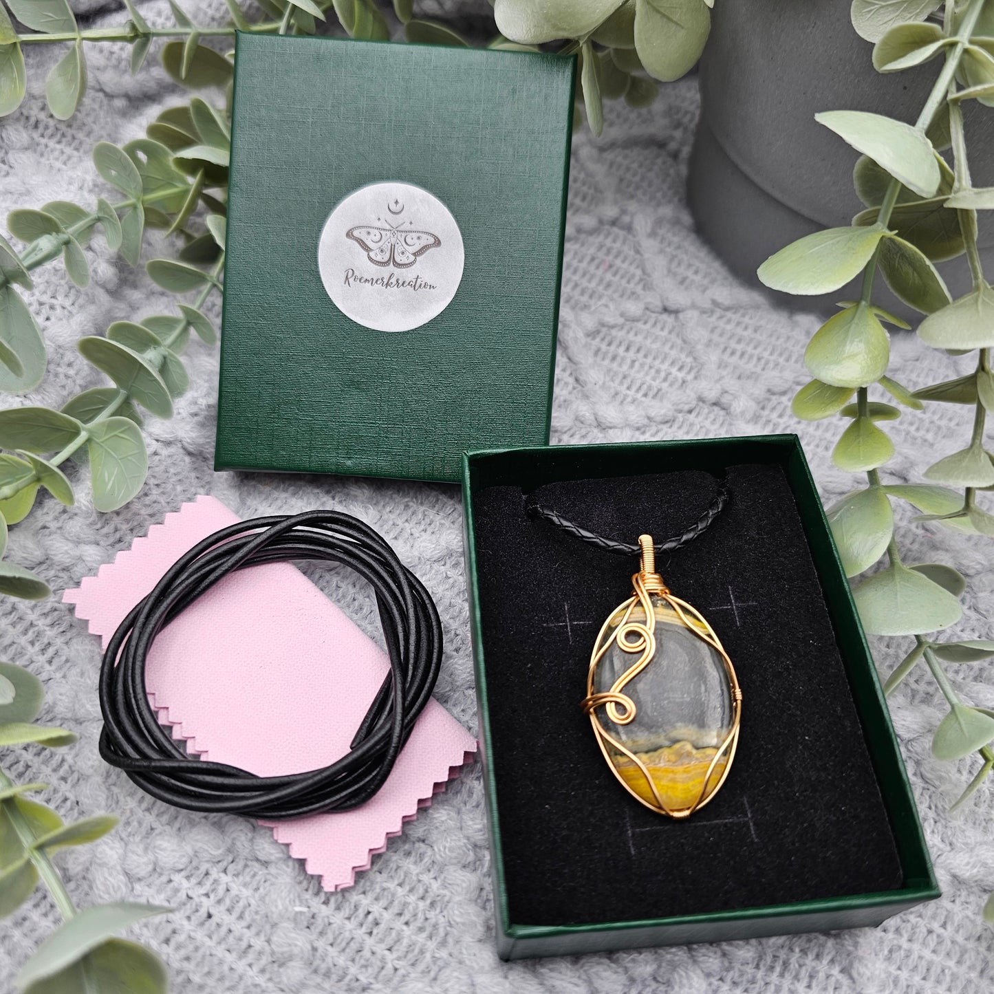 Jaspis Anhänger | Schmuckdraht | Edelstein Halskette