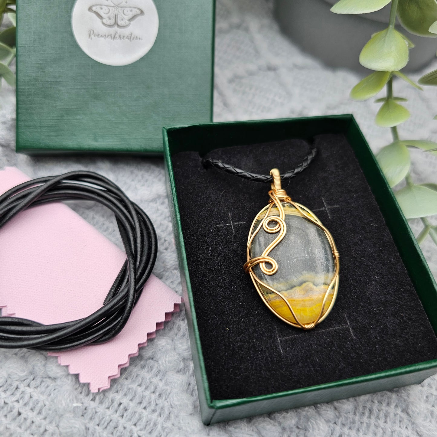 Jaspis Anhänger | Schmuckdraht | Edelstein Halskette