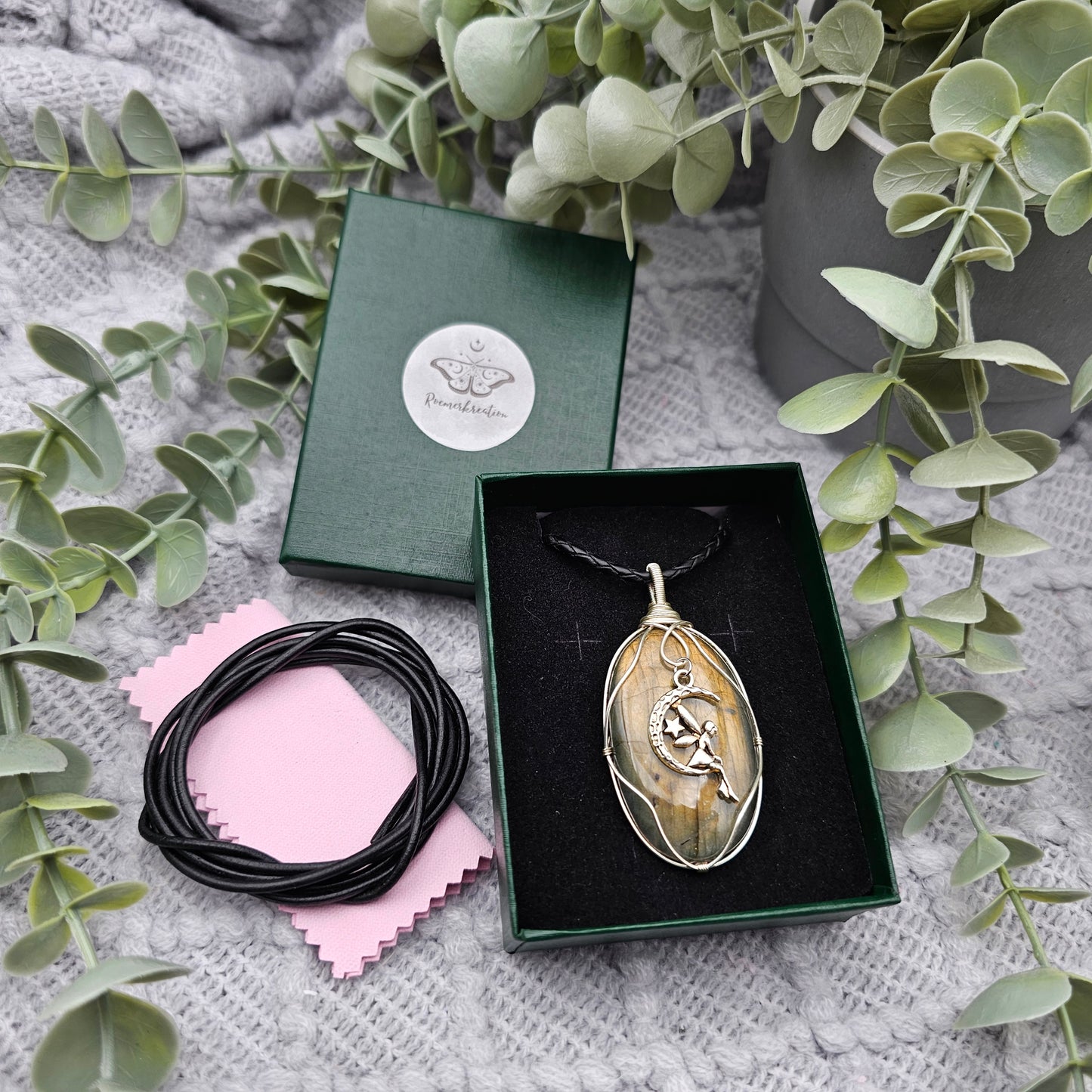 Labradorit & Fee Anhänger | Schmuckdraht | Edelstein Halskette