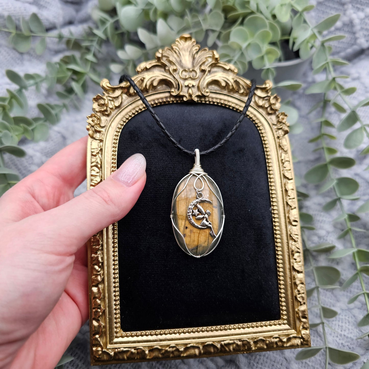 Labradorit & Fee Anhänger | Schmuckdraht | Edelstein Halskette