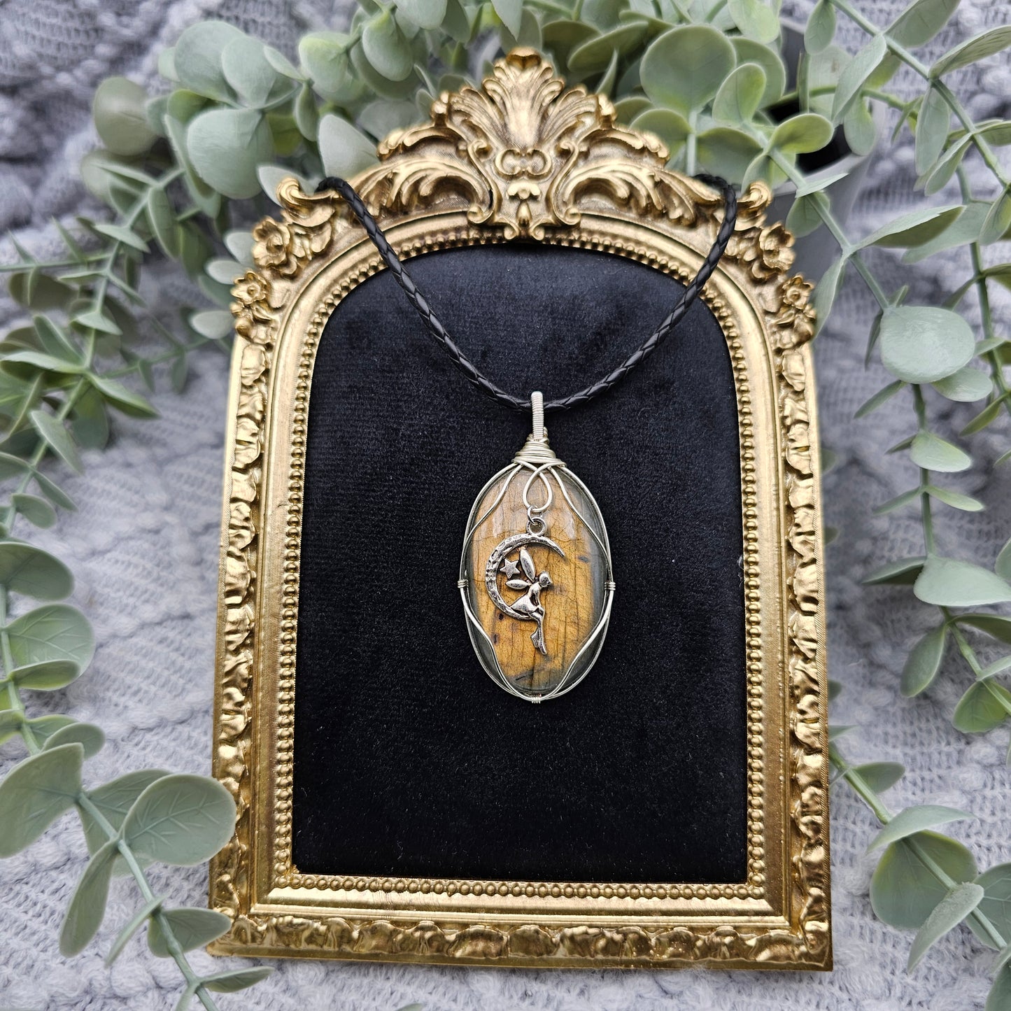 Labradorit & Fee Anhänger | Schmuckdraht | Edelstein Halskette