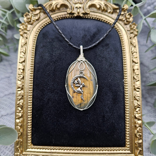 Labradorit & Fee Anhänger | Schmuckdraht | Edelstein Halskette