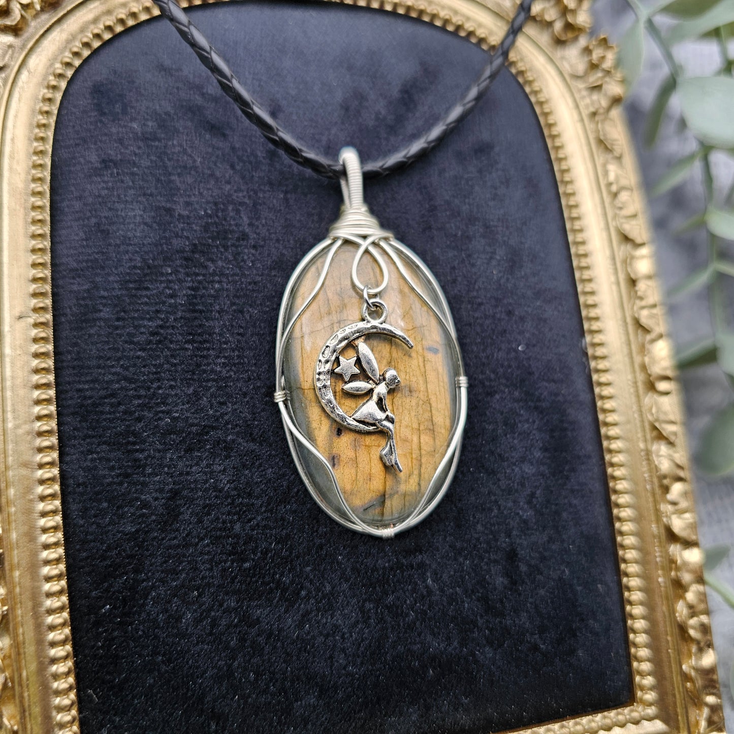 Labradorit & Fee Anhänger | Schmuckdraht | Edelstein Halskette