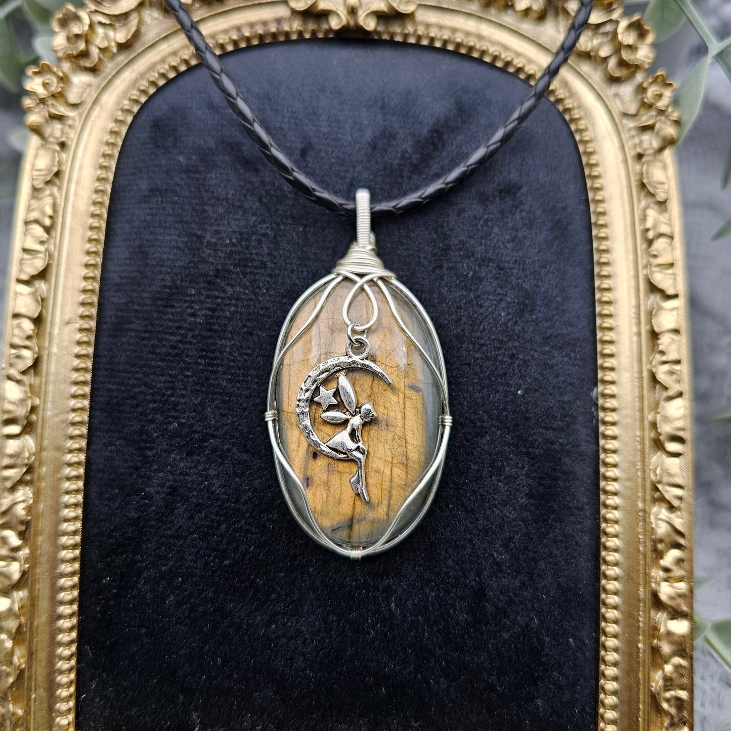 Labradorit & Fee Anhänger | Schmuckdraht | Edelstein Halskette