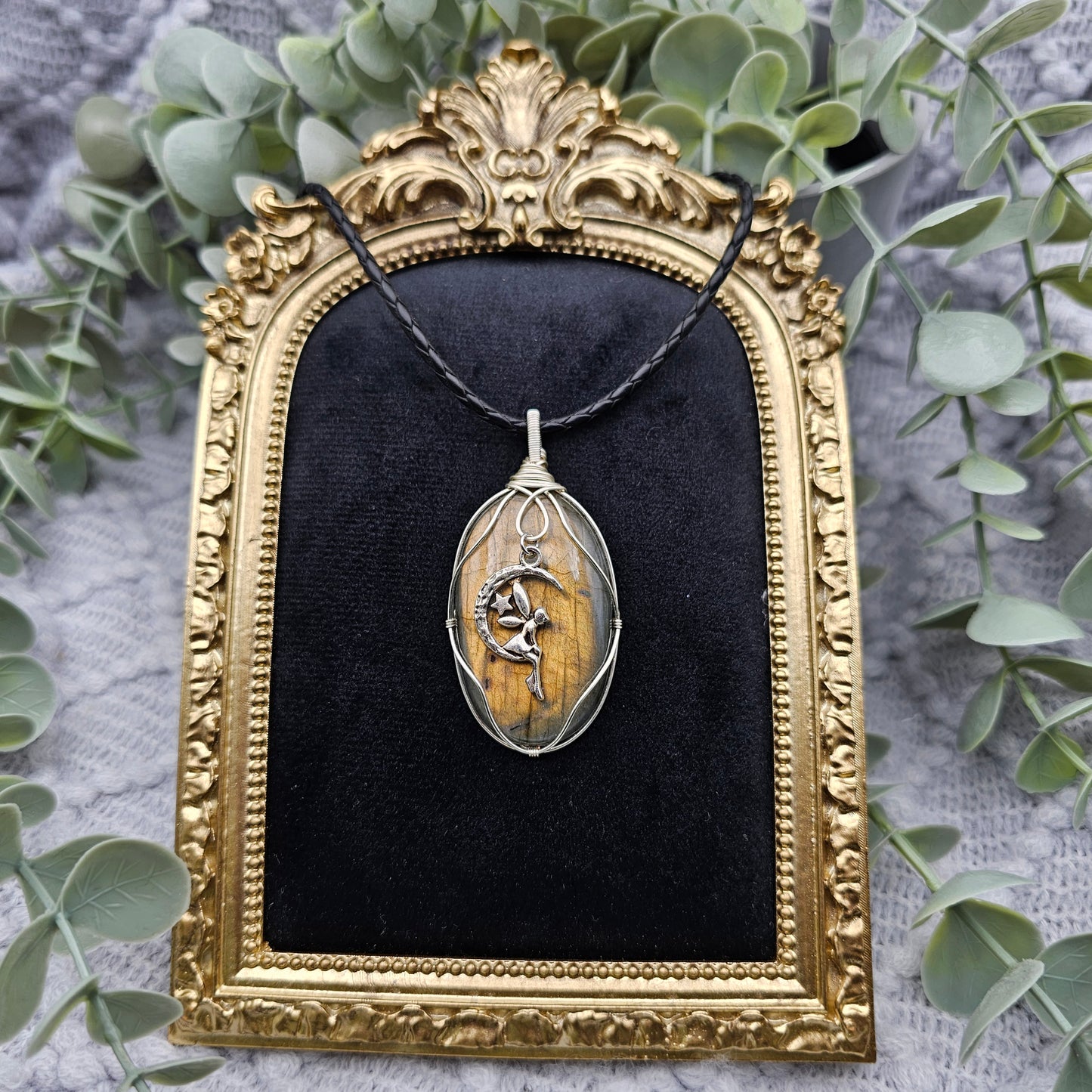 Labradorit & Fee Anhänger | Schmuckdraht | Edelstein Halskette