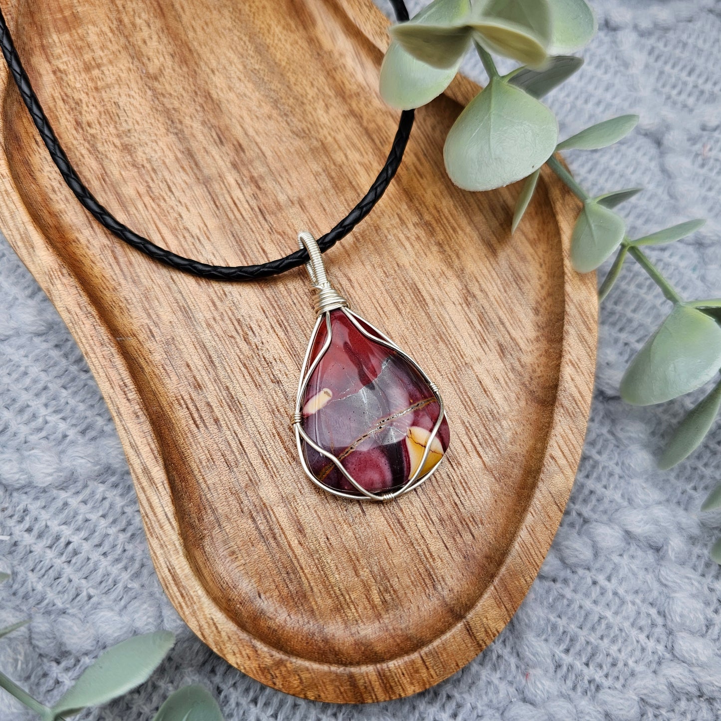 Jaspis Anhänger | Schmuckdraht | Edelstein Halskette
