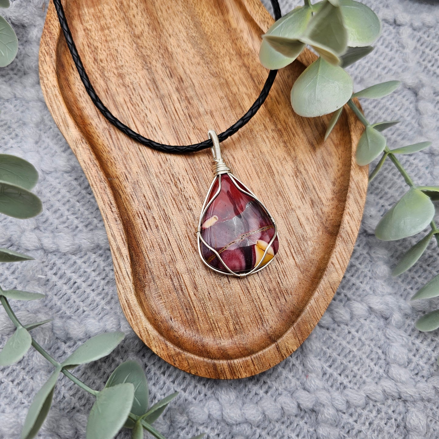 Jaspis Anhänger | Schmuckdraht | Edelstein Halskette